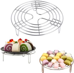 Stoomrek - stoomrek koken - rond roestvrijstalen rooster - stoomrek voor in de keuken - kook en afkoelrek - stoomrek met vijf spiralen - geschikt voor stoomkokers, airfryers, rijstkokers，kommen en borden (16*7cm - zilver) — thumbnail 1