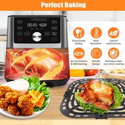 Kraftverdia Airfryer - Accessoire - Vervangende Grillpan voor Instant Vortex 6QT & Gourmia GAF685/GAF735 - Anti-aanbak RVS — thumbnail 5