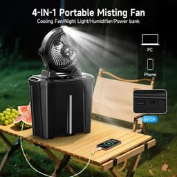 Draagbare Ventilator met Verkoelende Verstuiving en LED Verlichting - Oplaadbaar 20.000 mAh — thumbnail 1