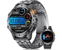 Robuuste Smartwatch voor Heren met AMOLED Display en Zaklamp voor iOS & Android