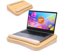 Laptop kussen voor op schoot - Bamboe - Rechthoek - Tafel - Standaard voor Thuiswerken - Bedtafel - Laptray en Tabletstandaard - Dienblad - Met telefoon standaaard - Luft