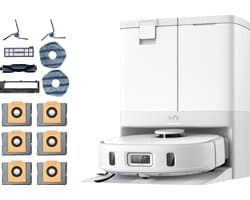 eufy X10 Pro Omni - Complete Robotstofzuiger wit - Met dweil en Vervangingssets - Robot Vacuum 8000 Pa zuigkracht - Tapijt detectie - AI-obstakel vermijding- Wast en droogt de dweil- Automatisch legen en vullen