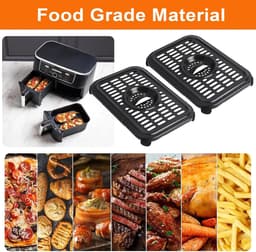 Air Fryer Grill Pan for Ninja Air Fryers, 2 Packs Replacement Air Fryer Crisper Plate Grill Plate Tray Accessories with Rubber Bumpers for Ninja Foodi DZ201 DZ100 and other Air Fryer, Dishwasher Safe — thumbnail 6