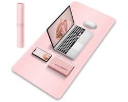 Antislip bureau-/muismat van suèdeleer, multifunctionele muismat voor op kantoor, schrijfmat voor laptop, beschermende bureaumat, geschikt voor kantoor/thuiswerkplek (roze, 80x40 cm)