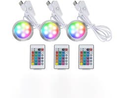 longziming -RGB LED Nachtlampje voor 3D-printer – 3-delige set met afstandsbediening, kleurgeheugenfunctie, USB 5V voeding – Multi-color verlichting voor Bambu Lab en andere 3D-printers