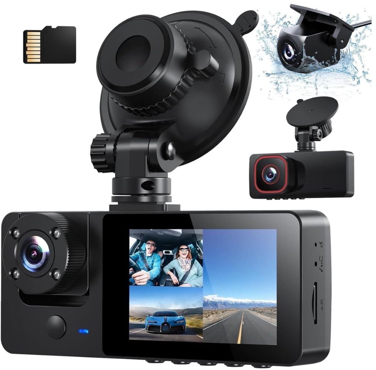 Quvo® Dual Dashcam - Dashcam Voor Auto 1080p - Voor en Achter Camera – Zwart - 11cm x 2cm x 6cm — afbeelding 1