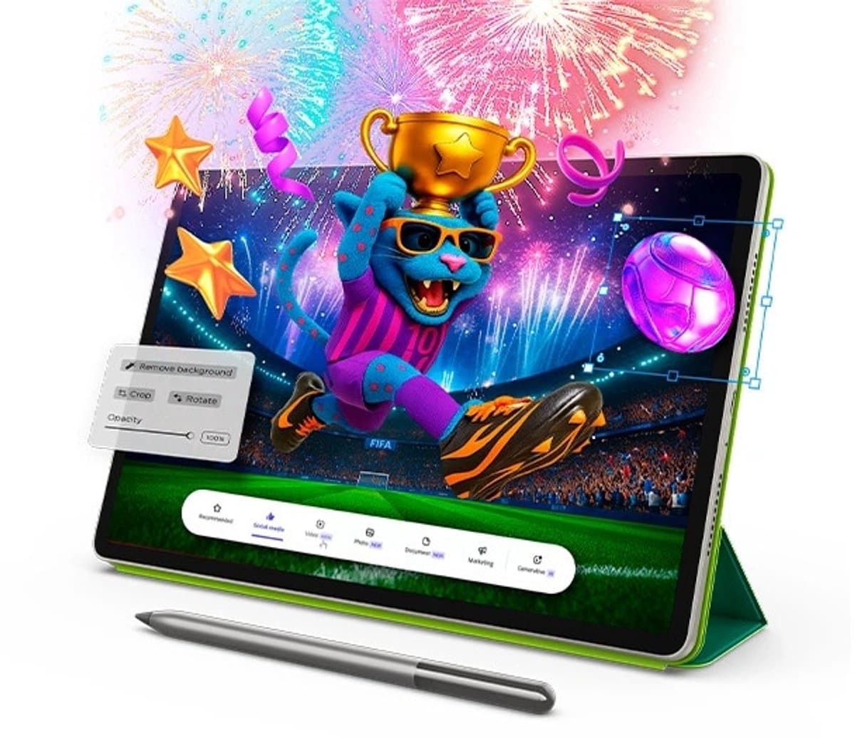 Lenovo Yoga Tab – 8GB RAM – 256GB opslag – Inclusief Pen & FIFA World Cup 26™ Edition Folio – WiFi – Luna Grey — afbeelding 1