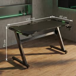 Bayt Game Bureau - Gaming Bureau - Gaming desk - Game Bureau met LED - Computer Tafel - 120 x 60 x 75 cm - Zwart — thumbnail 3