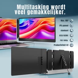 Florixa® Professionele Portable Monitor Pro 2024 - Full HD - 13” / 16.5” Tri-Screen - Laptop Scherm Uitbreider - Zwart - ‎36cm x 21cm x 4cm — thumbnail 2