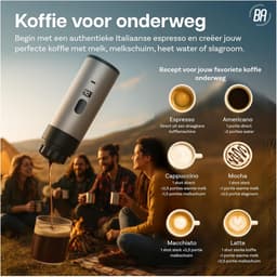 Best Active - 3-in-1 Draagbare Koffiemachine - Inclusief 10.000 mAh Solar Powerbank - Draagbaar Koffiezetapparaat - Cups en Gemalen Koffie - Draagbaar en Oplaadbaar - Espressomachine - Goud — thumbnail 2