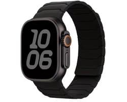 Zwart horlogebandje smartwatch dames en heren magnetisch sport siliconen band Geschikt voor Apple Watch 42mm (serie 1 / 2 / 3) / 44 mm / 45 mm / 46 mm (serie 10 / 11) / 49 mm (Ultra 1 / 2 / 3) sportief ontwerp vervangende watch band