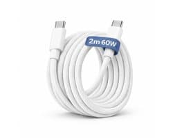 Adapie USB-C naar USB-C Kabel 2 Meter – 60W Power Delivery – Snellaadkabel voor Laptop, Tablet & Smartphone – Wit