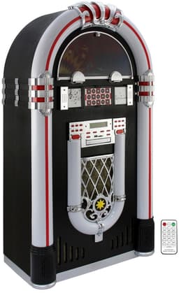 Jukebox Vinyl Platenspeler & Geluidssysteem - LED-Verlichting - Bluetooth, USB & SD/MMC - CD-speler -AUX & FM radio met PLL - 4 zwenkwielen — thumbnail 1