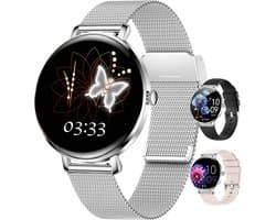Bizoule Amor Smartwatch Dames - Zilver - AMOLED - Horloge met Belfunctie - Stappenteller - Hartslagmeter - Slaapmonitor - Multisport - Geschikt voor Android en iOS