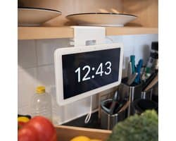 Google Nest Hub Onder Kast Houder Wit – Zonder Boren | Onderbouw Beugel Keuken | Ruimtebesparende Mount | Smart Home Accessoire | Eenvoudige Installatie Zonder Schroeven | Kabelmanagement | Geschikt voor Google Nest Hub