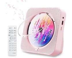 Draagbare CD-Speler -Bluetooth met Dubbele Luidsprekers- HiFi-speaker radio-Oplaadbare CD-Speler met USB-C-Roze