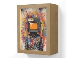 Wandlamp 15x20 cm - Oplaadbaar - Televisie - Graffiti - Mens - Kleuren - Wandlampen binnen woonkamer - Slaapkamer lamp met kabel - Decoratieve nachtlamp - Vloerlamp snoer