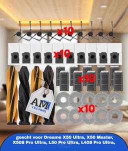 Passend voor Dreame X50 Ultra, X50 Master, X50S Pro Ultra, L50/L40S/Mova V50 Ultra. Compleet borstel- en filterset met duurzame, hoogrendement filtratie. Inclusief schoonmaakaccessoires, feestelijke Halloween & Kerst items. — thumbnail 1