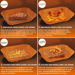 2-delige Airfryerrek - Stapelbaar airfryerrek - Roestvrijstalen airfryerrek - Hittebestendig - Airfryeraccessoires - 20,2*13,1*5,4 cm - Geschikt voor het braden van kip, friet, kipnuggets, enz. - Zilver — thumbnail 4