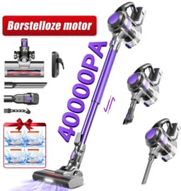 Fukstern Draadloze Steelstofzuiger - 40kPa Zuigkracht - 55 Minuten Werktijd - 2 Zuigstanden - 5-lags HEPA-filtersysteem - Paars — thumbnail 1