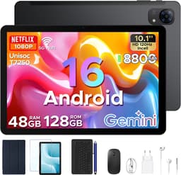 Aorlym P10 Pro - Tablet - 48 GB RAM (8+40 GB) + 128 GB ROM (2 TB/TF) - 10,1 inch HD 120 Hz - Android 16 - 8800 mAh - Gemini AI - T7250 - Face ID - Dubbele luidsprekers, complete accessoirebundel met toetsenbord en stylus - Zwart — thumbnail 1