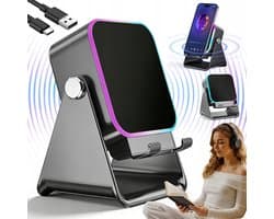 Draadloze Luidspreker - Magnetische Bluetooth-speaker met Sensor & Sfeerverlichting Dubbele modus: inductie + Bluetooth - Sfeerverlichting - 5000mah - Zwart - 360° Verstelbaar