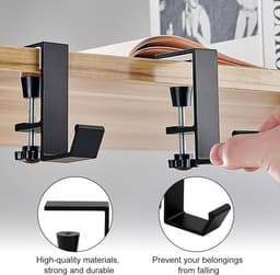2-delige hoofdtelefoonhouder, headsetstandaard, bureauhoofdtelefoonhouder, bureaustandaard, verstelbaar met ophanghaak, bureau-organizer voor gaminghoofdtelefoons, sleutels en accessoires — thumbnail 5