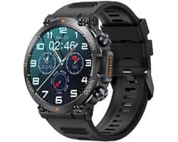 Knobbout 1.39” Sports Smartwatch - Bluetooth belfunctie - Bloeddrukmeting -Langzame ademhalingstraining- Hartslagfunctie, O2 meter ,Caloriemeting, Slaapmonitor, Afstand meting - Multi sportmodi- 15-20 dagen batterij-Android en iOS-Zwart