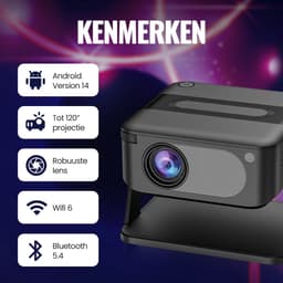 Ccorix® mini beamer pro - Appstore en Google Play Store - Android 14 - Ondersteund: Netflix, YouTube, Videoland, etc. - WiFi, Bluetooth, Screen Mirroring - HD Resolutie 720p - Beamers - Android 14- Zwart - projector — thumbnail 3