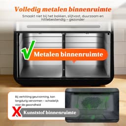 Dubbele Airfryer XXL 10L (2×5L) – 8 Automatische Programma’s – Grote Capaciteit voor 6 Personen – 2500W Krachtig Vermogen – Dual-Zone 2 Manden met SYNC Technologie – Gezond Frituren Zonder Olie – Met Kijkvenster – Zwart — thumbnail 6