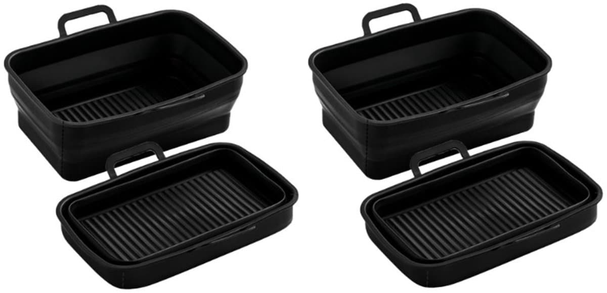 Opvouwbare vierkante Airfryer siliconen kom, 2-pack — afbeelding 1