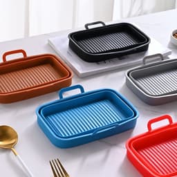 Opvouwbare vierkante Airfryer siliconen kom, 2-pack — thumbnail 6