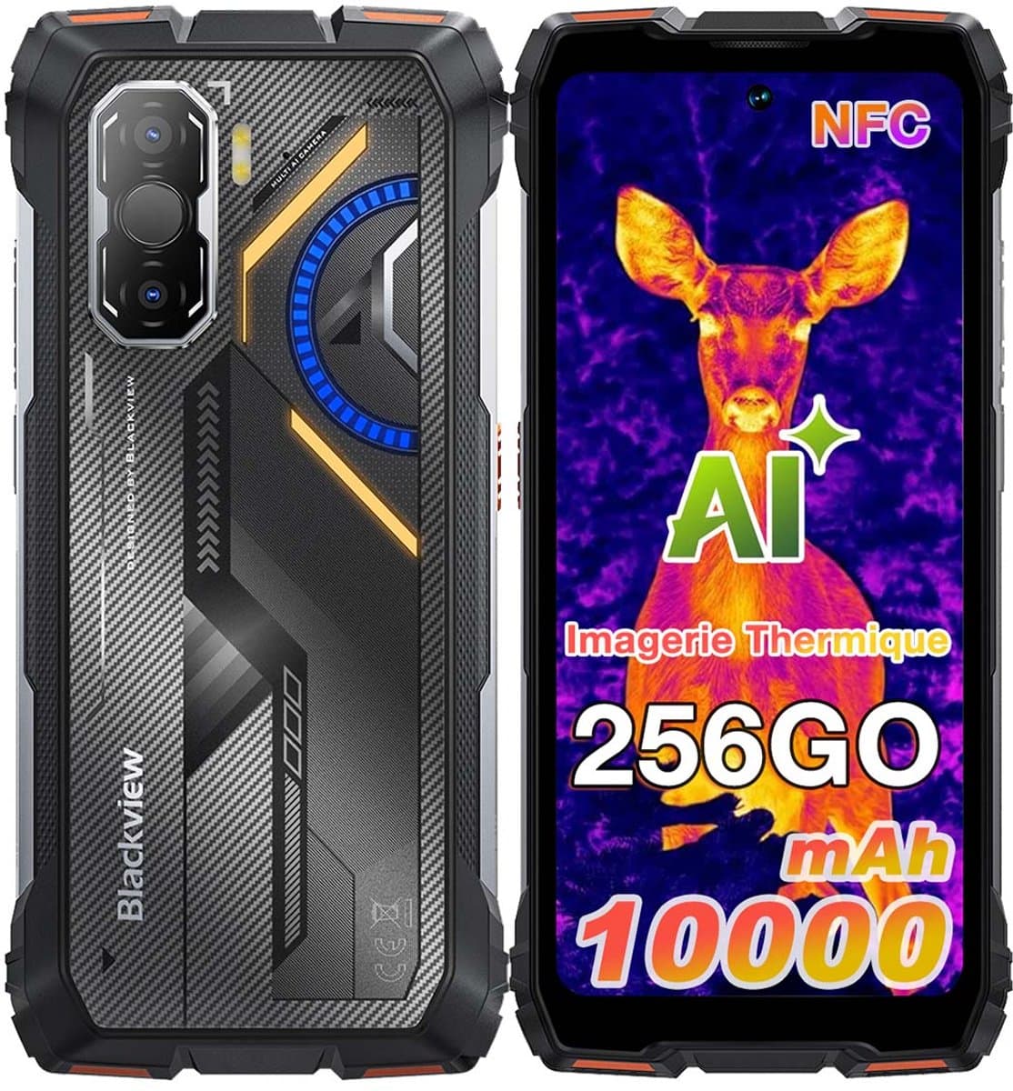 Smartphone Blackview ROCK 3 - 24GB RAM - 256GB ROM - 4G - Android 16 - 6.78inch 120Hz - 10000mAh - 108MP camera - BT5.2 - IP69K - NFC - OTG - GPS - Oranje — afbeelding 1