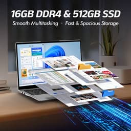 Laptop 15,6 inch, 16 GB DDR4, 512 GB SSD, Dual-Core 3050E (tot 2,80 GHz), notebook met vingerafdruksensor, verlicht toetsenbord, dubbele luidsprekers, HDMI, laptop voor studenten en kantoor — thumbnail 4