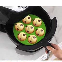 Siliconen Bakvorm - 7 Cups Non-stick Bakvormpjes - 20Cm+17.5Cm - Herbruikbaar, Bpa-Vrij - Bakaccessoire - Airfryer Siliconen Cupcake Bakvorm - Siliconen Muffin Bakvormen - Geschikt Voor Het Bakken Van Cupcakes, Brownies, Chocolade - Zwart — thumbnail 2