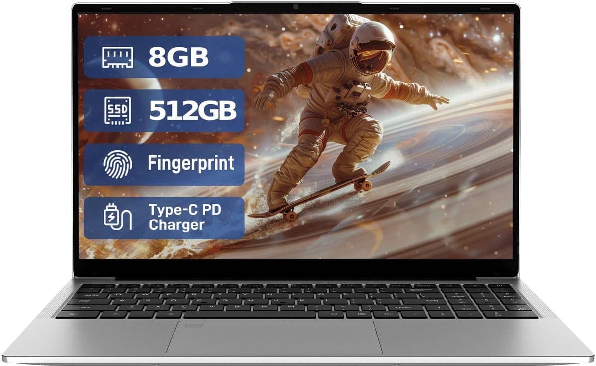Laptop 15,6 inch, 16 GB DDR4, 512 GB SSD, Dual-Core 3050E (tot 2,80 GHz), notebook met vingerafdruksensor, verlicht toetsenbord, dubbele luidsprekers, HDMI, laptop voor studenten en kantoor — afbeelding 1
