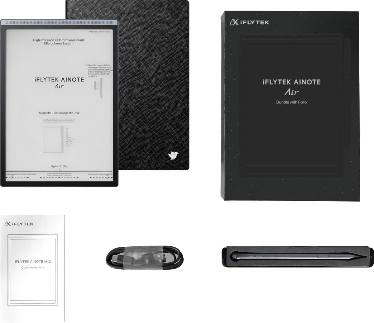 iflytek - AINOTE Air 2-bundel - notitietablet, 8,2 inch E inkttablet - digitaal notitieblok - digitaal notitieboek met pen en foliohoes - spraak-naar-teksttranscriptie - chatGpt ondersteund — afbeelding 1