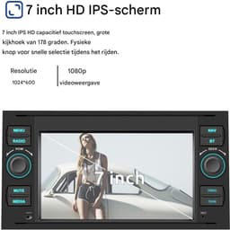 ESSGOO Autoradio voor Ford Transit MK7, Focus MK2, Fiesta MK5, C-Max, S- Max - Android 15 4+64GB- Apple Carplay & Android Auto - 7'' Touchscreen - DAB & Achteruitrijcamera — thumbnail 3