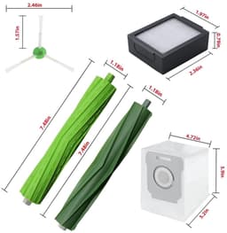 Geschikt voor accessoires voor iRobot Roomba i7 i7+ i3 E5 i3+ i4 i6 i6+ i8 i8+ robotstofzuigers – Compatibel met i7 i8 i6 i5 i4 i3 i1 E5 E6 J5 J6 J7 J8 J9 Plus – 3 HEPA Filters – 3 Zijborstels – 2 Rubberen Hoofdborstels – Vervangende Onderdelen Set — thumbnail 2