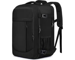 Handbagage van 40 x 30 x 20 cm (Ryanair/Wizzair/Vueling), 24 liter, rugzak voor in het vliegtuig, handbagage reistas, reistas met vak voor een laptop van 18 inch, zwart