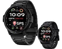 Evy24 Smartwatch Heren GPS - Outdoor Smartwatch - Sporthorloge 48mm - Waterdicht - Stappenteller - Hardlopen - Fitness Tracker - Notificaties - iOS en Android - Zwart