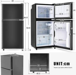 Koel-vriescombinatie - Dubbele deur - Compacte opslag - Energiezuinig model - 60 liter capaciteit - Zwart — thumbnail 4