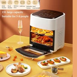 Heteluchtfriteuse Oven - Convectie Oven - Grote Maaltijden Bereiden - 15 Liter Capaciteit - 37x29x37 cm - Zwart — thumbnail 5