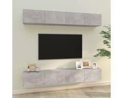 TV Wandkast Set - Wandkasten Media - Opbergen Woonkamer - Robuust Houtmateriaal - 100x30x30 cm - Betongrijs