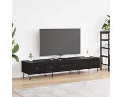 Tv-kast Hout - Opbergkast Media - Woonkamer Organisatie - Ladesysteem Met Handgrepen - 150x36x30cm - Zwart Eikenlook