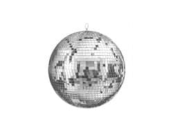KIMU® Discobal met Motor Ø 40 cm Professioneel - Discobol Groot Zilver Spiegeltjes 10x10mm - Spiegelbol Disco Bal Bol - Feest Feestje Discolamp Decoratie Glitterbol Planeet Halloween