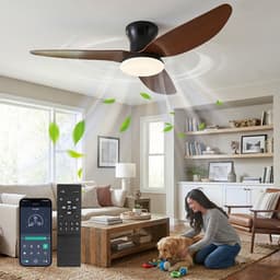 Rosnek Plafondventilator met Verlichting Hout - 100cm Stille DC Motor - LED Plafondlamp met Ventilator Dimbaar - Zomer en Winterstand - Woonkamer — thumbnail 1