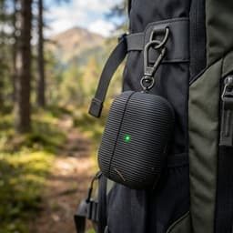 Luxe geribd hoesje voor oordopjes – Vertical Stripe design met sleutelhaak, geschikt voor AirPods 4 (Zwart) — thumbnail 3