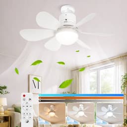 Rosnek E27 Socket Fan met Verlichting - Draadloze Mini Plafondventilator - Inschroefbare Ventilator Lamp Dimbaar - Geheugenfunctie - Slaapkamer/Garage - Wit — thumbnail 1