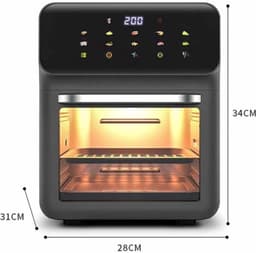 Digitale Heteluchtfriteuse - Multifunctionele Oven - Gezond Koken - 10 Automatische Modi - 12 Liter XXL - Grijs — thumbnail 3